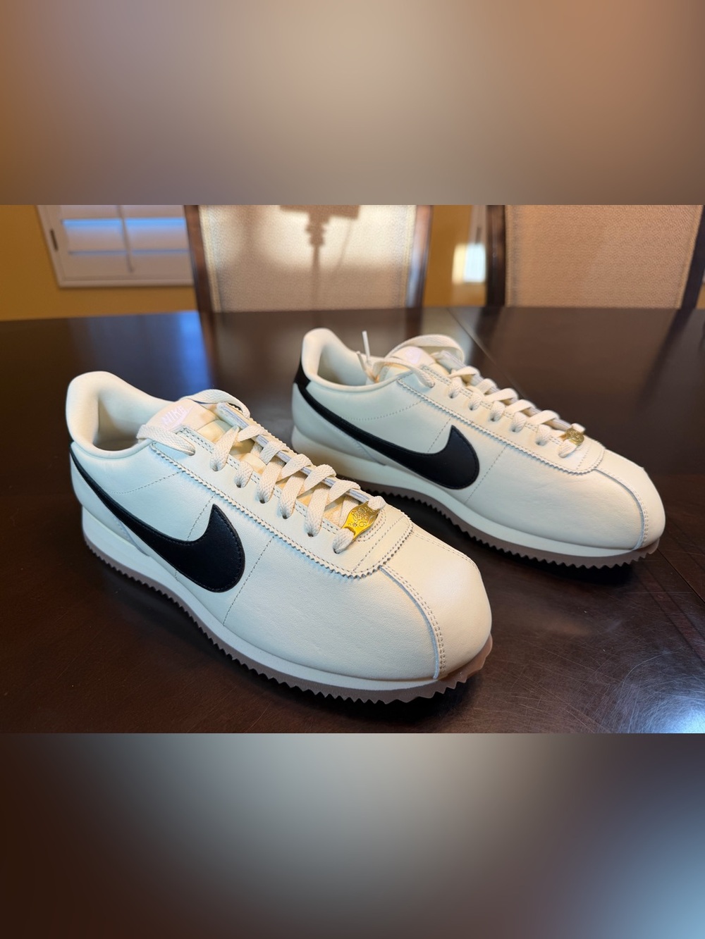 New Nike Cortez Premium Leather Sneaker Shoes White Black Size US 12.5 W / 11 M